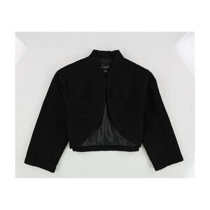 Connected Apparel Womens Open Front Crepe Bolero Jacket, black, S
